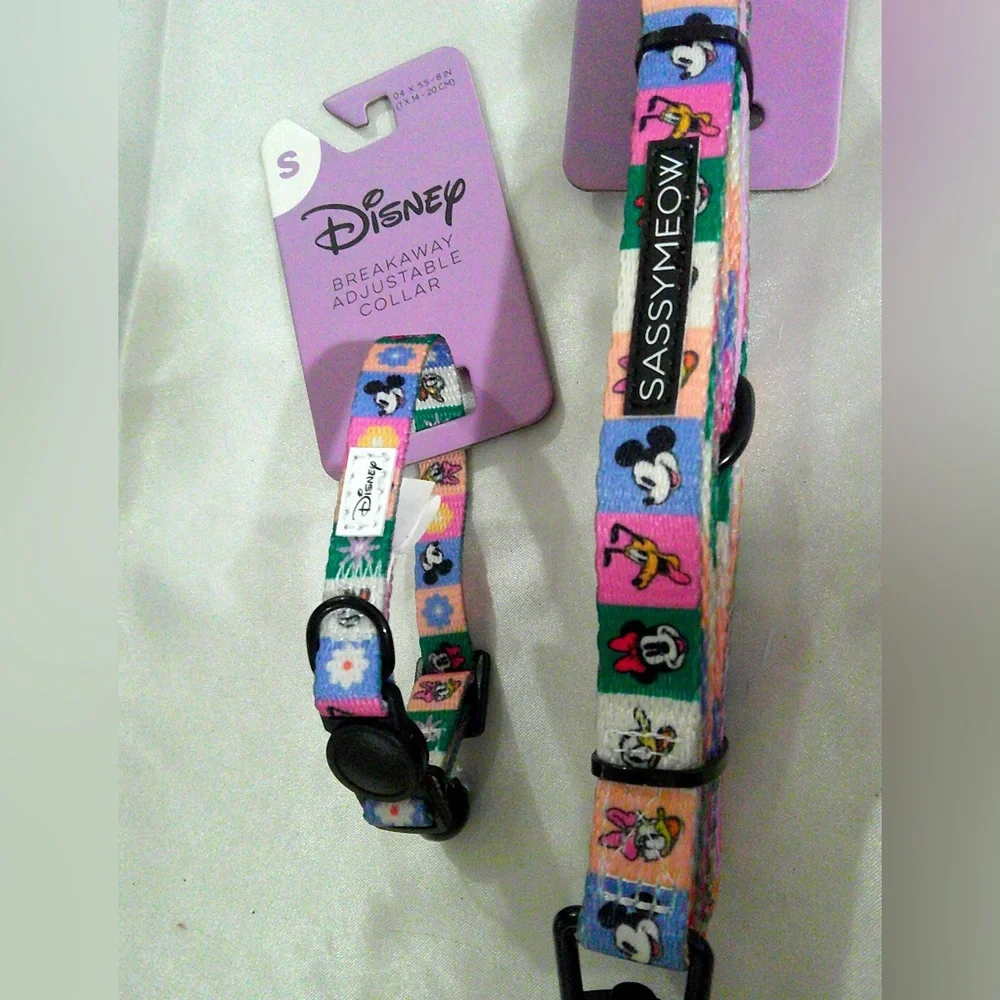 Sassy Meow Disney Floral Squares Collar & Matching Leash (S)